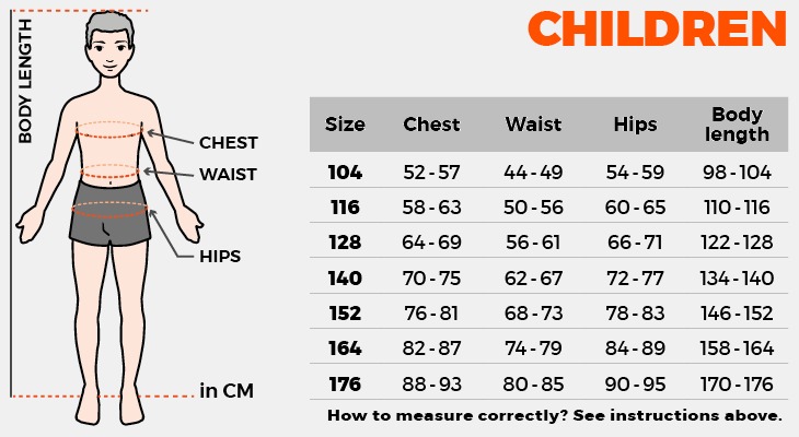 Children’s teamwear size guide