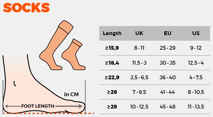 Football sock size guide